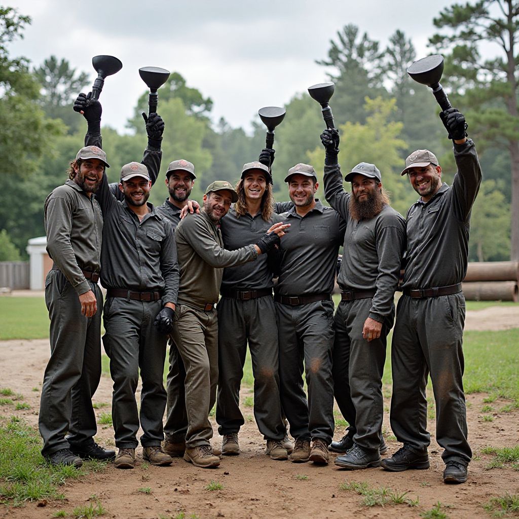 Groupe célébrant la victoire